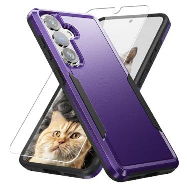 Imagem de Capa para Samsung Galaxy S26, com protetor de tela HD [teste de queda de grau militar] Capa protetora resistente à prova de choque resistente para Samsung S26, roxa