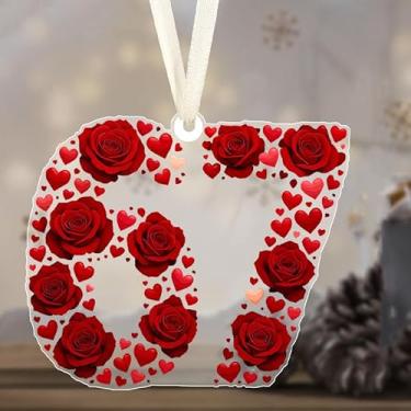 Imagem de Dia dos Namorados Rosa 6 e 7 Plano Acrílico Pendurado Ornamento Casamento Amor Troca Ideias para Casa de Esposa Pingentes Pendurados Decoração Festa de Casamento