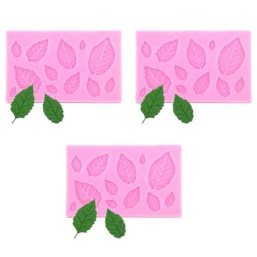 Imagem de Bremorou 3 moldes de folhas de silicone rosa de silicone para decoração de bolos, fondant, chocolate, argila de polímero de manteiga, sabonete, cobertura de cupcake de chocolate com açúcar, projetos