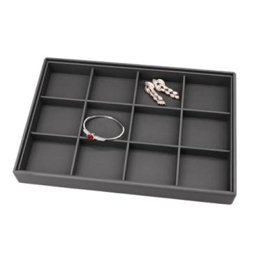 Imagem de KEG801302 Suporte de exibição de joias, preto, caixa de joias com 12 compartimentos, anel de armazenamento doméstico, brinco, bandeja, organizador de joias