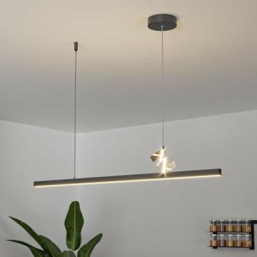 Imagem de Luminária pendente LED moderna para sala de jantar, ilha de cozinha, com intensidade regulável e controle remoto, ideal para mesa de jantar, sala de estar, escritório ou bar. Altura ajustáve