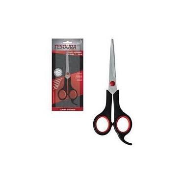 Imagem de Tesoura Multiuso Aço Inoxidável 19cm Cabo Ergonômico Emborrachado Lâminas Afiadas Profissional para Cabelo e Artesanato