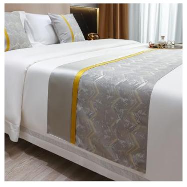 Imagem de Cachecol de corredor de cama de hotel, decoração de cama moderna, toalha de cama macia para a pele, elegante, colcha, proteção para cama de solteiro, Queen, tamanho king, prata|apenas 1 fronha 45 x 45