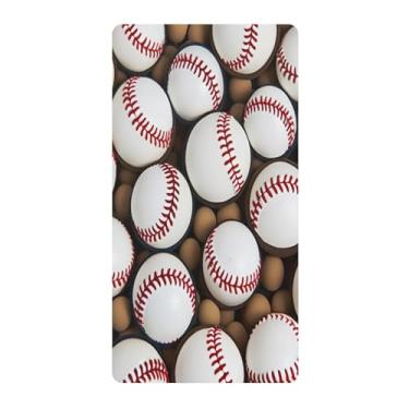 Imagem de Blueangle Lençol de berço padrão para berço infantil - Lençóis de algodão macio e respirável com estampa de bolas de beisebol (540)