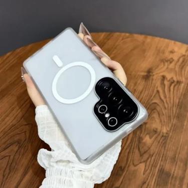 Imagem de Capa magnética de luxo fosca translúcida à prova de choque para Samsung Galaxy S25 S24 S23 Ultra Plus com carregamento sem fio, branca, para Galaxy S23 Plus