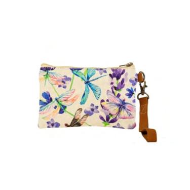 Imagem de COTT N CURLS Carteira feminina Dragonflies Serenade – 83 x 13 cm, bolsa de libélula para mulheres, tela estampada floral em aquarela, alça de couro, lindo presente de aniversário para mãe, irmã, tia