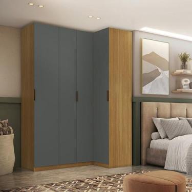 Imagem de Guarda-Roupa de Canto Reto 100% MDF 4 Portas Altezza Clean - Belmax
