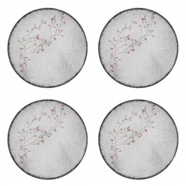 Imagem de Kit Jogo 4 Pratos Rasos Tramontina Floralis Porcelana 25 cm