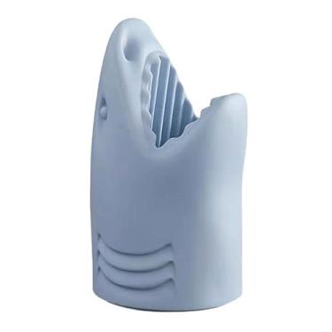 Imagem de Suporte de guarda-chuva em forma de tubarão, suporte de guarda-chuva, prateleira de balde de guarda-chuva, caixa de armazenamento independente para casa, escritório, guarda-chuva, suporte (azul)