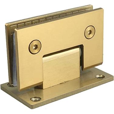 Imagem de Dobradiça de porta de vidro porta dobradiça conector braçadeira 90/135/180 graus aço inoxidável 304 ouro escovado (90 graus)