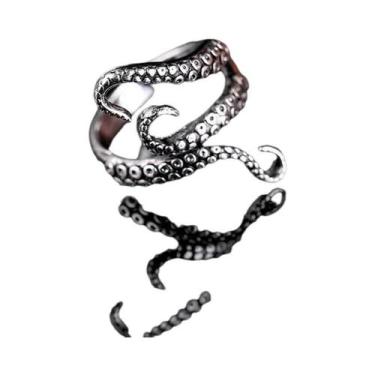 Imagem de Anel Ajustável De Aço Titânio Com Tentáculos De Polvo, Estilo Gótico P