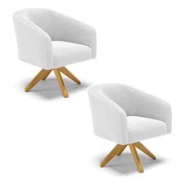 Imagem de Cadeira Sala De Jantar Giratória Ma30 Kit 2 Stella Bouclê D03 - D'rossi Cor Off White