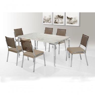 Imagem de Mesa Com 6 Cadeiras 1,60x0,90 Tampo Mdp Cromado Nobre