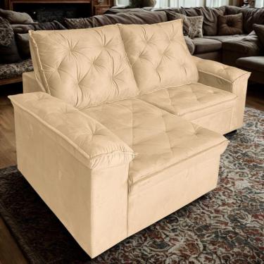 Imagem de Sofá 4 Lugares Safira Reclinável Assento E Braço Retrátil - élpis Móveis Bege