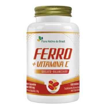 Imagem de Suplemento de Ferro Quelato com Vitamina C 500mg  60 Cápsulas - Flora 