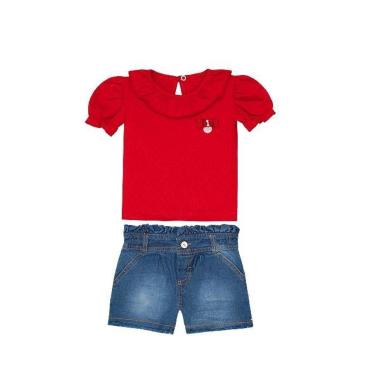 Imagem de Conjunto Infantil Menina Blusa/Short Jeans Aconchego-Feminino