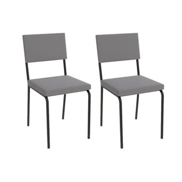 Imagem de Kit 2 Cadeiras De Cozinha Zaria 2c128 Aço 2 Uni Preto Suede Cinza