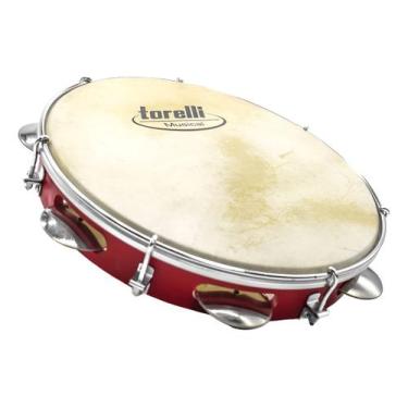Imagem de Pandeiro 10'' Injetado Em Abs Vermelho Pele Animal Torelli - 2014, 10