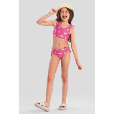 Imagem de Biquíni infantil menina em malha UV Brandili, 4, Rosa