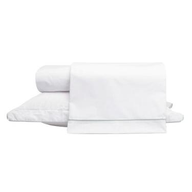 Imagem de Jogo de Lençol Basics em Vivo Branco e Verde Menta 200 Fios - Solteiro