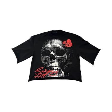 Imagem de Camiseta Masculina Oversized Y2K Retrô Gótica Com Estampa Gráfica De C