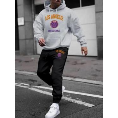 Imagem de Conjunto Moletom Flanelado Calça e Blusa Canguru Casual Los Angeles - 