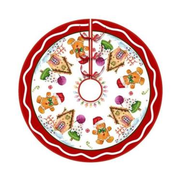 Imagem de Tapete Grande Para Árvore De Natal 90/120cm Com Decoração De Papai Noe