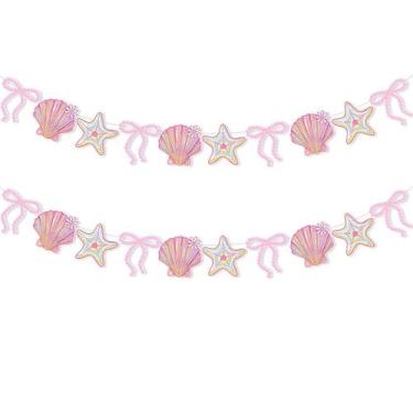 Imagem de Garland Oudain Pink Bow Seashell 2m para decoração de festa feminina