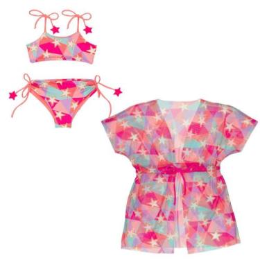 Imagem de Biquíni Dupla Face + Vestido Saída De Praia Infantil Verão - Fofotinho