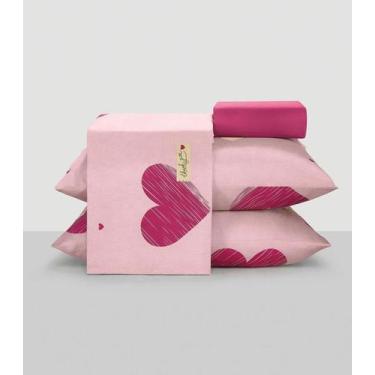 Imagem de Jogo De Cama King 4 Peças Lar E Lazer Rosa, UN, Rosa