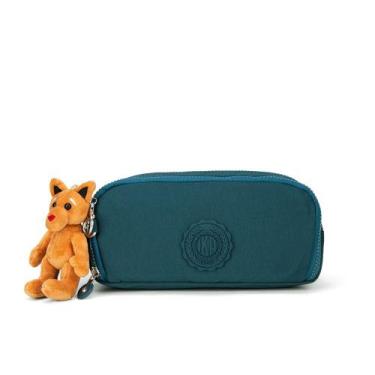 Imagem de Estojo Escolar Organizador 3 Divisórias Chaveiro Ika Gurukan, Azul