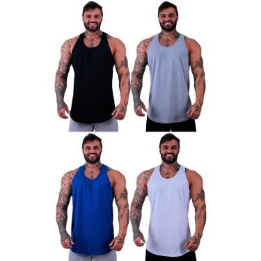 Imagem de Kit 4 Regatas Longline MXD Conceito Slim Cores Básicas e Mescladas Lisas-Masculino