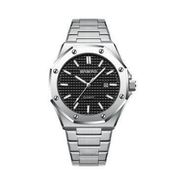 Imagem de Relógio De Quartzo Masculino Em Aço Inoxidável Prata Com Grande Mostra