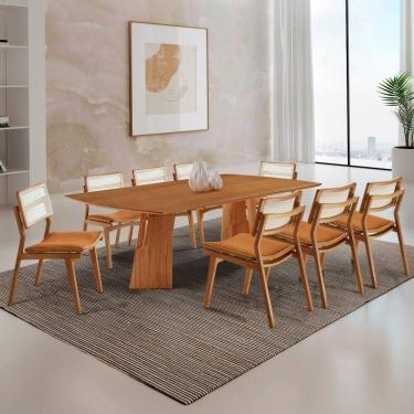Imagem de Sala De Jantar Mesa Florida Tampo Laminado Barril 8 Cadeiras Star Caramelo/imbuia Nat/cinam Imbuia