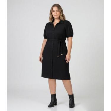 Imagem de Vestido Midi Manga 3/4 Plus Size Secret Glam Preto, Plus G3, Preto