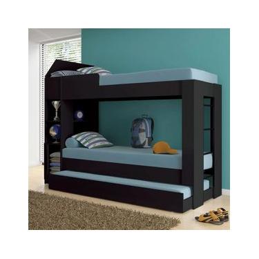 Imagem de Treliche Ditália CM-15 Preto com Cama Auxiliar e Prateleiras