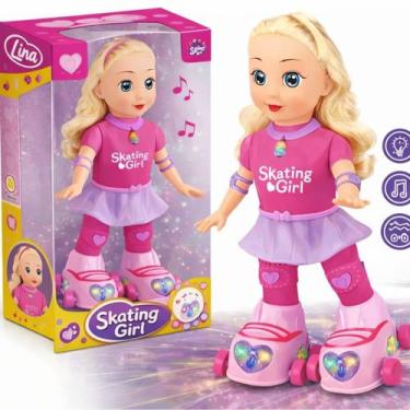 Imagem de Boneca Patinadora Infantil Musical Luzes Led Movimento Automático Em E