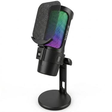 Imagem de Microfone USB Gamer RGB Condensador Streaming Podcast Live Gravação PC