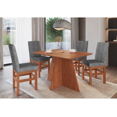 Imagem de Conjunto Sala de Jantar Mesa 120cm e 4 cadeiras em Madeira Macica 150/14 Moveis Zamarchi
