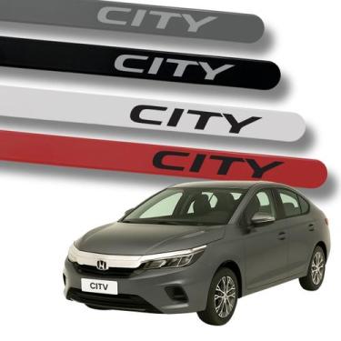 Imagem de Jogo de Friso Honda City Ponta Redonda Lateral Grafia Cores - Macall, 