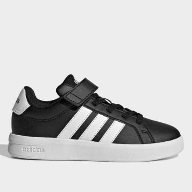 Imagem de Tênis Infantil Adidas Grand Court 3.0, Preto, Branco, 29