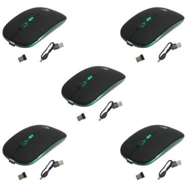 Imagem de Kit 5 Mouses Sem Fio Recarregável Mega M185 com Led DPI Ajustável