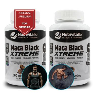Imagem de Kit 2x Maca Nutrivitalle Black Xtreme 300 Caps Original-Unissex