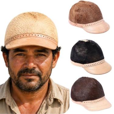 Imagem de Boné de Couro Pelo Natural Vaqueiro Bode Nordestino Legítimo - Lepzo, 