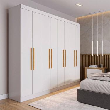 Imagem de Guarda-Roupa Casal Monte 8 Portas 4 Gavetas 100% Mdf Branco - Pnr Móveis