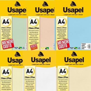 Imagem de Kit 06 Papel A4 180 g/m² Usapel Vergê 50 Folhas Convites  Cartões  Art