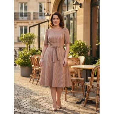 Imagem de Vestido Midi Feminino Gode Premium Em Malha Cinto - VALERIA ALVES MARC
