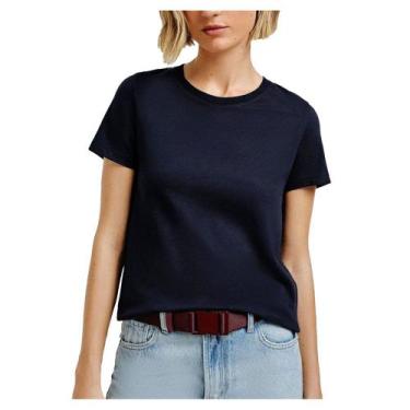 Imagem de Camiseta Feminina Hering Slim Marinho - 0241, M, Azul