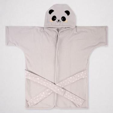 Imagem de Roupão de bebê plush c/ capuz bichinhos petit i bublim, Panda cinza re