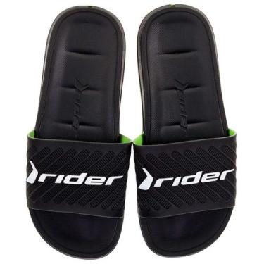 Imagem de Chinelo Slide Grendene Rider Free II - Masculino, Preto, Branco, Verde